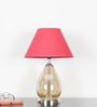 Decade Smoke Luster Glass And Metal Table Lamp With Maroon Cotton Shade