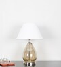 Decade Smoke Luster Glass And Metal Table Lamp With White Cotton Shade