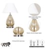 Decade Smoke Luster Glass And Metal Table Lamp With White Cotton Shade
