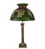 Deck Cheques Green Stained glass Shade Table lamp with Antique gold Base