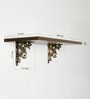 Deco Home Brown Solid Wood Particle Board & Aluminium Wall Shelf with Antique Brass Brackets