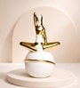 Ceramic Abstract Posture Figurines Decor Object In White & Golden