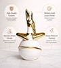 Ceramic Abstract Posture Figurines Decor Object In White & Golden