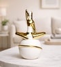 Ceramic Abstract Posture Figurines Decor Object In White & Golden