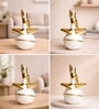 Ceramic Abstract Posture Figurines Decor Object In White & Golden
