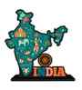  India Map Wooden Sign Decor Showpiece