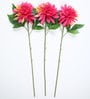 Pink Polyester Dahlia Artificial Flower Pack of 3