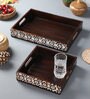 Decorative and hand crafted wooden serving trays for tea / coffee / drinks