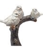 Decorative Bird Showpiece Standing On Tree (White & Brown, 26.6cm)