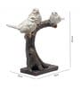 Decorative Bird Showpiece Standing On Tree (White & Brown, 26.6cm)