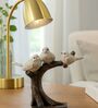 Decorative Bird Showpiece Standing On Tree (White & Brown, 26.6cm)