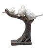 Decorative Bird Showpiece Standing On Tree (White & Brown, 26.6cm)