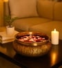 Golden Glossy Metal Bowl With Luster Texture