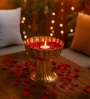 Golden Metal Fluted Pedestal Bowl