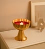Golden Metal Fluted Pedestal Bowl