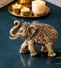 Golden Decorative Brass Elephant Figurine Showpiece