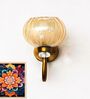 Decorative Brass Wall Light with Amber Glass Globe