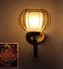Decorative Brass Wall Light with Amber Glass Globe