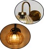 Decorative Brass Wall Sconce Ribbed Amber Glass