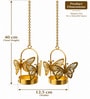 Butterfly Design Hanging Tealight Holders with Gold Finish and Tealight Candle 2 Pcs