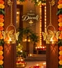 Butterfly Design Hanging Tealight Holders with Gold Finish and Tealight Candle 2 Pcs