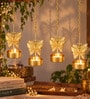 Butterfly Design Hanging Tealight Holders with Gold Finish and Tealight Candle 2 Pcs