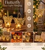 Butterfly Design Hanging Tealight Holders with Gold Finish and Tealight Candle 2 Pcs