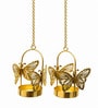 Butterfly Design Hanging Tealight Holders with Gold Finish and Tealight Candle 2 Pcs