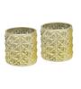 Decorative Cylindrical Set Of 2 Gold Glass Votive