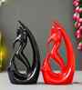 Decorative Fish Girl Statues| Fish Angels Showpieces| Creative Mermaid Angel Fish Idols (Set of 2 Black Red)| Home Decor Items for Living Room Bedroom Hall Office Hotel| Gifts for Birthday