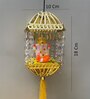 Decorative Ganesha Lamp with Hanging Crystal Beads Metal/Glass Lamp (Golden)
