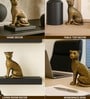 (1Pc) Gold Metal Cheetah Decorative Statue For Living Room & Office