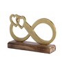 Decorative Aluminium Infinity Sign With Two Hearts Showpiece With Wooden Base