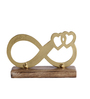 Decorative Aluminium Infinity Sign With Two Hearts Showpiece With Wooden Base