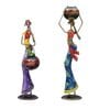 Decorative Lady Iron Figurine With Inbuilt Tealight Holder (Set of 2)