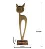 Decorative Aluminium Cat Showpiece With Wooden Base