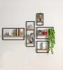 Decorative Metal Framed Wall Shelves In Urban Motif Set Of 5