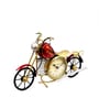 Decorative Metal Handpainted Red Colour Bike Table Clock Showpiece