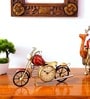Decorative Metal Handpainted Red Colour Bike Table Clock Showpiece