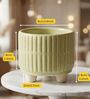 Light Green Ceramic Indoor Planter with Drainage