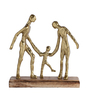 Decorative Aluminium Parent Holding Child Showpiece With Wooden Base