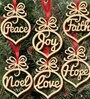 Brown & Red Engineered Wood Christmas Tree Cutouts (Pack of 6) Wall Hangings