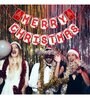 Red & White Engineered Wood Xmas Bunting Banner