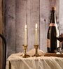 Decorative Set Of 2 Gold Aluminium Candle Holder
