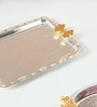 Silver & Gold Iron Decorative Tray With Dual Handles