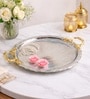 Silver & Gold Iron Decorative Tray With Dual Handles