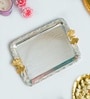 Silver & Gold Iron Decorative Tray With Dual Handles
