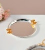 Silver & Gold Iron Decorative Tray With Dual Handles