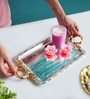 Silver & Gold Iron Decorative Tray With Dual Handles