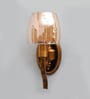 Decorative Vintage Brass Wall Sconce with Amber Glass